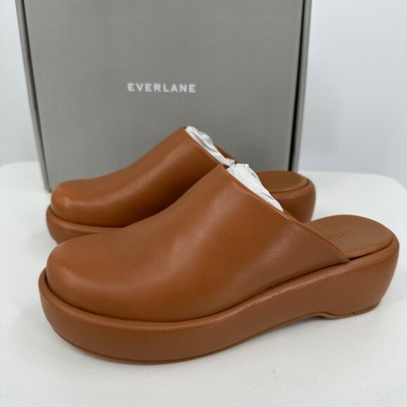 Everlane The Puffa Flatform in Brown Leather sz 7.5 Women's Chunky Platform Clog - Picture 1 of 12
